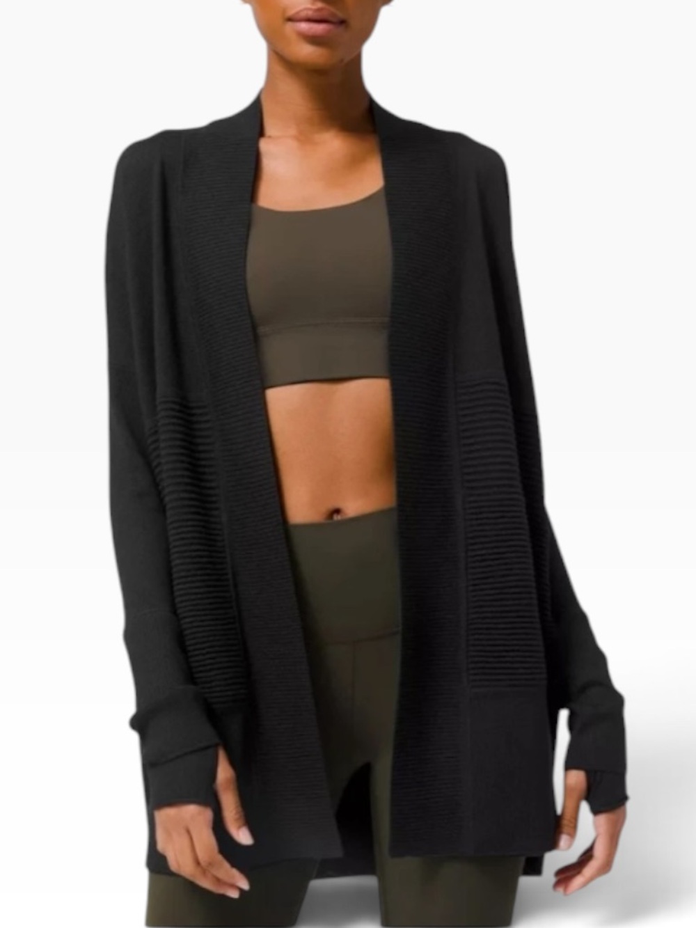 Lululemon Sit In Lotus Wrap Black Open Front Cardigan OS fits Like M/L Orig $148